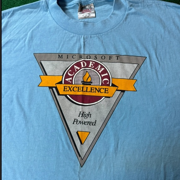 80s/90s Microsoft Academic Excellent vintage t-shirt Bill Gates computers XL - Picture 2 of 6